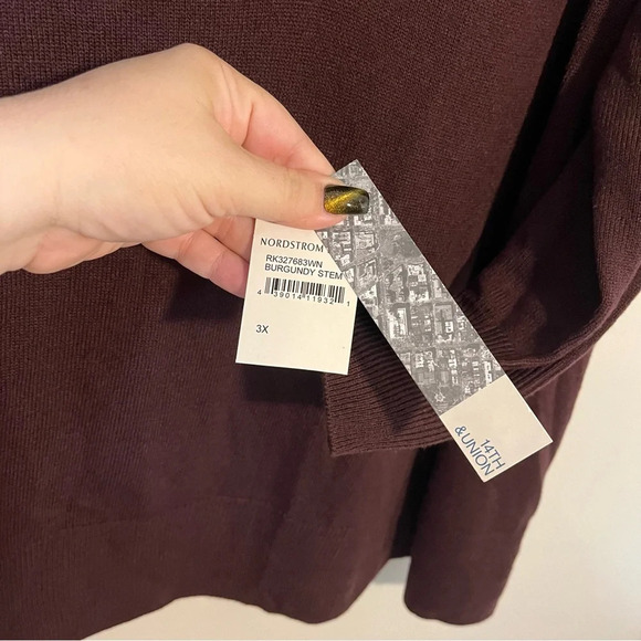 14th and Union NWT for Nordstrom two way sweater Plus size 3x Dark Red/Purple - Picture 3 of 11